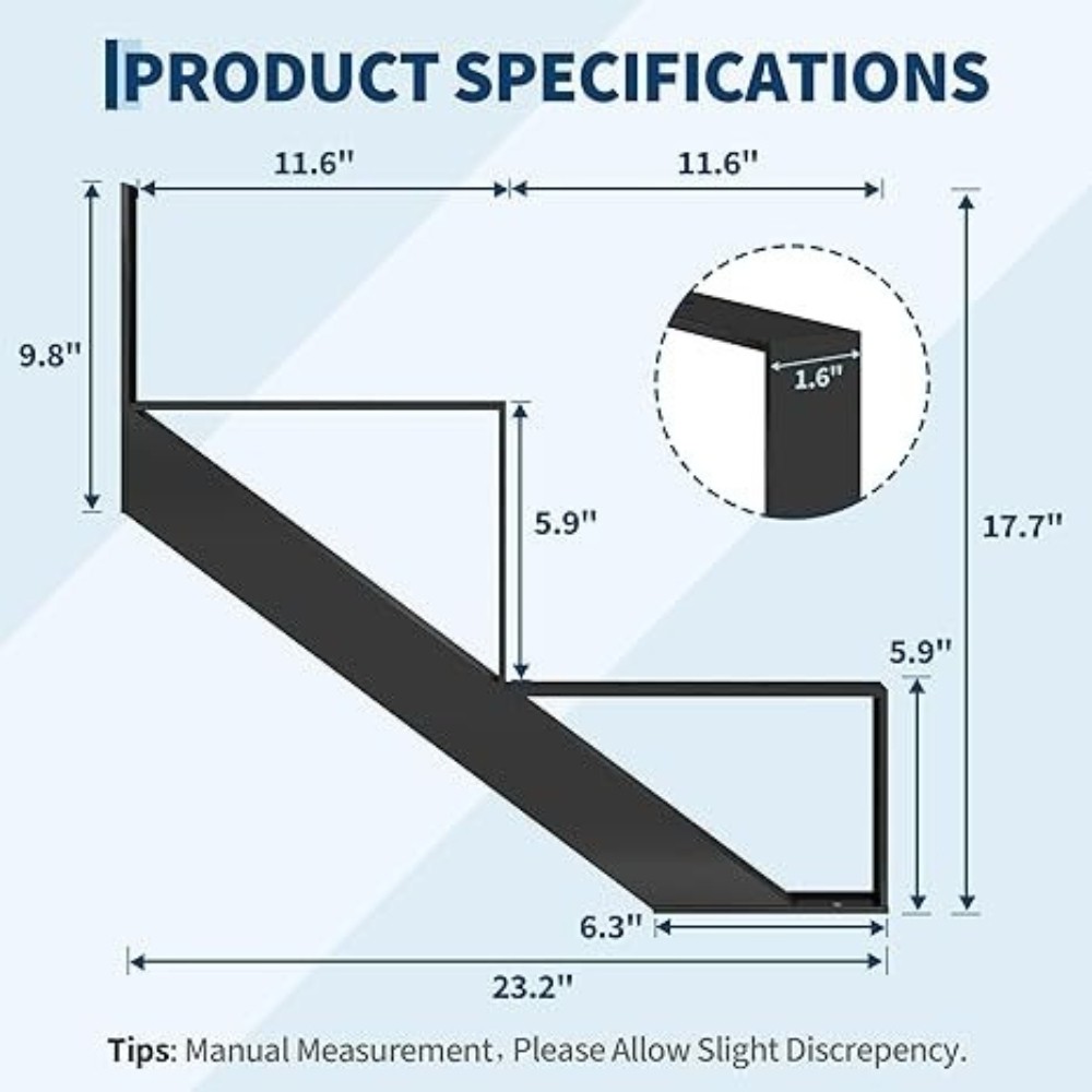 2pcs Steel Stair Riser Step Stair Stringer Metal Stair Step Riser for ...