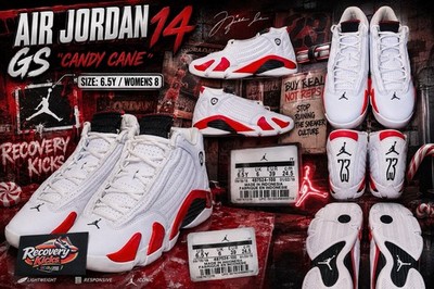 Air jordan 14 GS  Candy Cane  487524 100 Size 6.5Y/ Womens 8 Rip Hamilton
