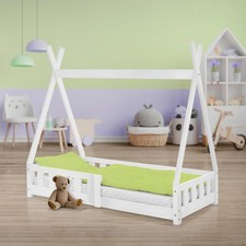 Lettino per bambini tenda indiana in legno di pino bianco con sponde 140 x 70 cm