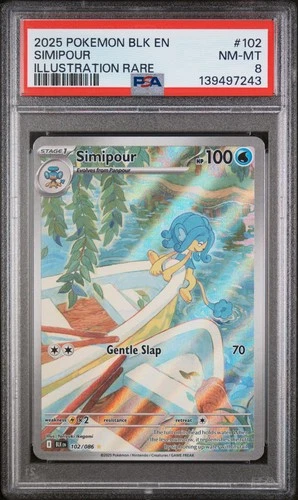 2025 POKEMON BLK EN-BLACK BOLT ILLUSTRATION RARE #102 SIMIPOUR PSA 8