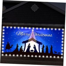  Christmas Nativity Garage Door Cover 6 x 13 ft Large Manger Scene Lighted 