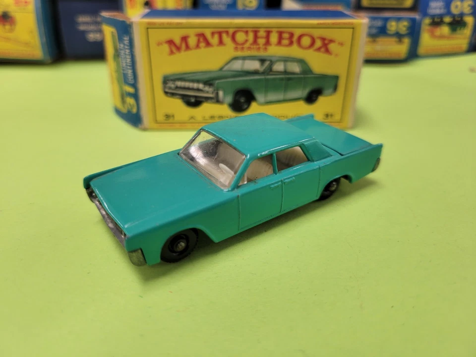 Caja de cerillas B11 1:64 3 pulgadas Lesney 31 Lincoln Continental como nueva verde sin usar, en caja Foto 2 de 3