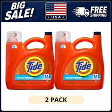2Pk Tide Liquid Laundry Detergent Clean Breeze 125 fl oz, 100 Loads 6X Cleaning