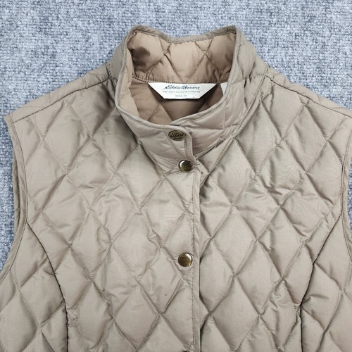 Eddie Bauer Vest Womens Large Brown Quilted Premium Goose Down Snap Up Gorpcore - Picture 8 of 22