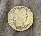 1905 Silver Barber Quarter Circulated Condition 90% Silver