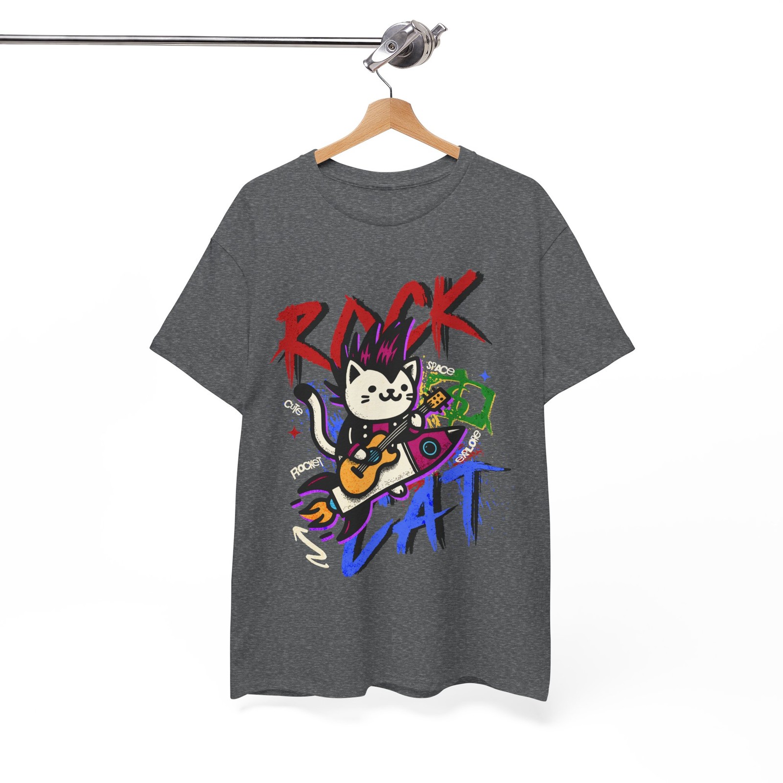 ROCK ROLL MUSIC PUNK CAT STREET WEAR KAWAII ART TSHIRT TEE GIFT MEN WOMEN TEENS