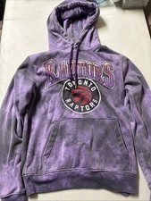Toronto Raptors NBA Purple Tie Dye Pullover Hoodie Adult Small S Distressed Logo