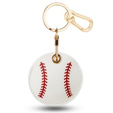 Leather Keychain Holder Case for AirTag, Cute Protective Medium, Baseball