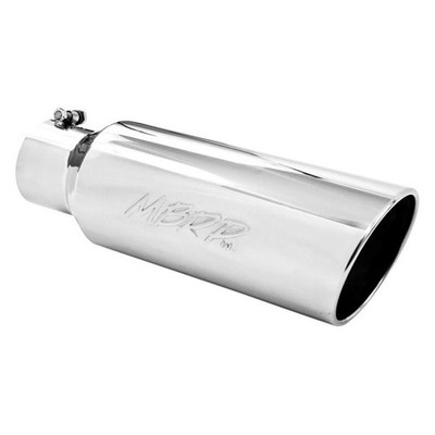 Exhaust Tip 304 SS Round Rolled Edge Angle Cut Clamp-On Polished Exhaust Tip 4''