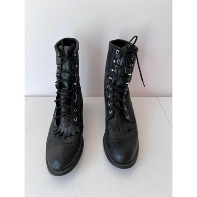 Vintage Capezio Black Leather Cowboy Boots Men’s 8 M Western Stitched 1980s 80s Capezio cowboy boots - Gem main image 2