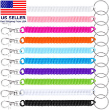 Retractable Coil Spring Keychains, 10Pcs Spiral Elastic Cord Coil Keychain Strap