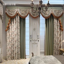 chenille luxury European embroidery window cloth valance curtain tulle M1918