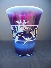 Fenton Plum Opalescent Large Scroll Vase Limited Ed #201/750 by Martha Reynolds
