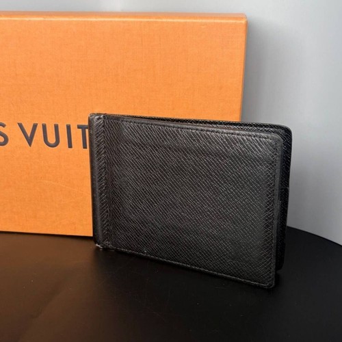 Louis Vuitton Money Clip Bifold Card Case Taiga Leather Men’s From Japan