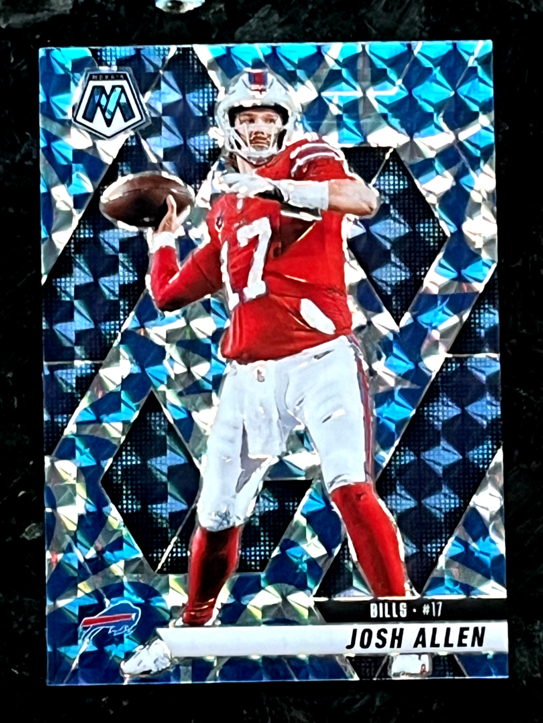 Josh Allen 2025 Panini Mosaic Reactive Blue Prizm Parallel Buffalo Bills #150
