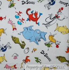 BonEful Fabric FQ Cotton Quilt Kid Dr Seuss Grinch Thing 1 2 Cat Hat Horton Baby