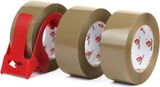 3 Pack Heavy Duty Brown Packing Tape with Dispenser, 2.6 mil, 1.88 inch x 110...