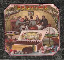 Schwencke Rare Pastime Outer Cigar Box Label Gambling Hunting Drinking Fishing