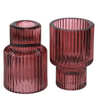 Glas Kerzenhalter Berry Retro Tischdeko FüR Stabkerzen & Teelichter 4Er Set, 4