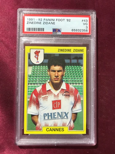 ZINEDINE ZIDANE Panini Foot 92-No.43-AS CANNES-PSA 3-RARITY-90S-France