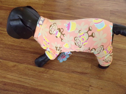 pet dog pajamas,cozy warm, fleece, "Monkeys&Sweets", Small *(read size details) - 第 1/6 張圖片