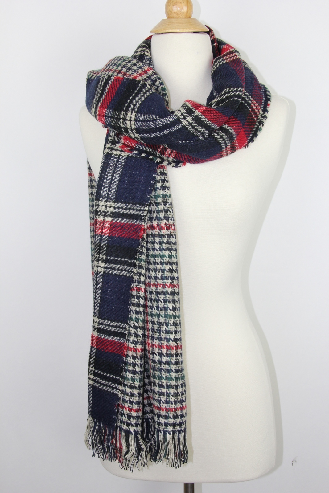 Plaid and Houndstooth Double Sided Blanket Scarf Oversized Thick Wide
