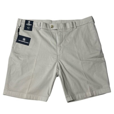 NWT Hart Schaffner Marx Mens Chino Shorts Flat Front SZ 42 Stretch Light Khaki