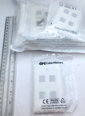 Cable Matters Lot of 8  Low profile 4 Port Keystone Jack Wall Plate White New