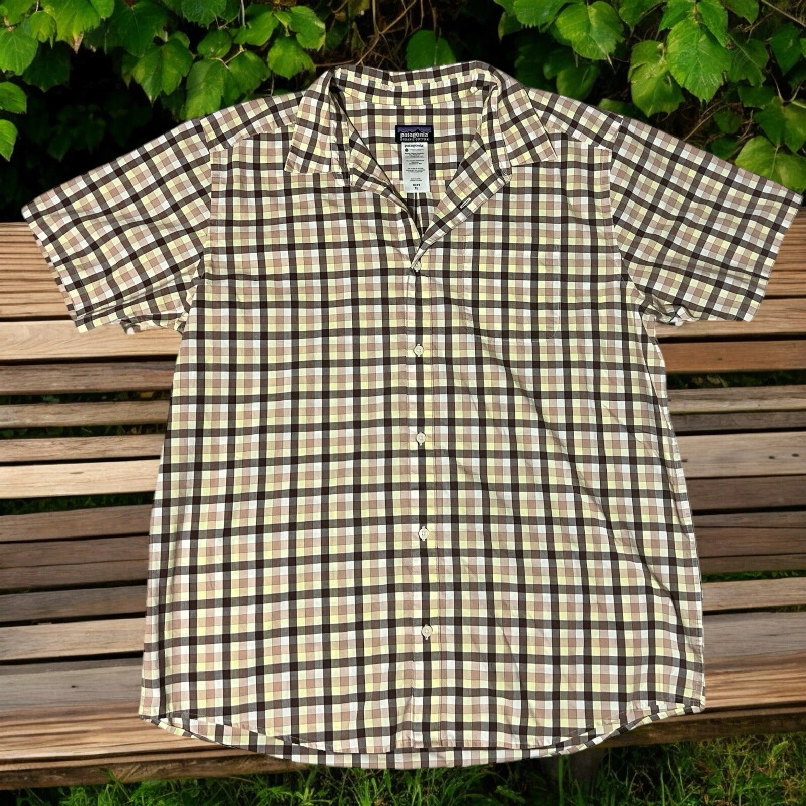 Patagonia Organic Cotton Shirt Men XL Multicolor Plaid Short Sleeve Button Down