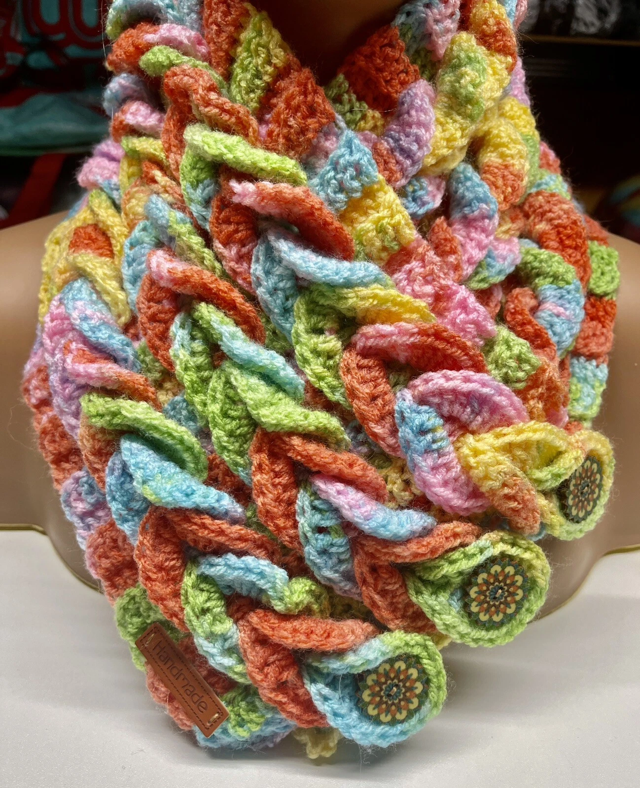 Braided Neck Warmer Multicoloured Colourful Acrylic Stunning Beautiful