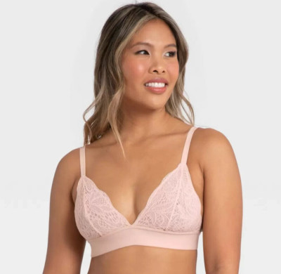 All You LIVELY Women's Longline Lace Bralette Orchid Pink Size Small
