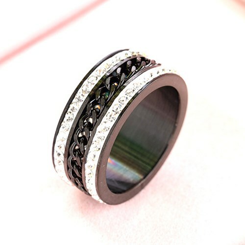10mm Gold Rose Gold Black Chian Spinner Band Mens Stainless Steel Ring Size 6-12 - Picture 10 of 13