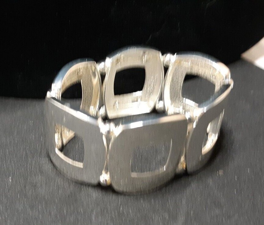 Bracelet Chunky Silver Plated Large Link Expandab… - image 1