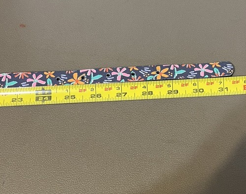 Girls Fashion Belt Sz L Adjustable 24-28” Waist Black with Multicolored Flowers - Picture 7 of 8
