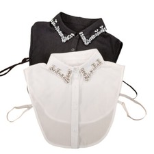 Women Rhinestone Crystal Detachable Fake Collar Neck Lapel Half Shirt Choker