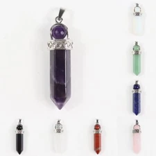 Natural Gemstones Hexagonal Pointed Loose Bead Ball Sliver Pendant for Necklace