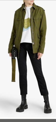 New Women's Rag & Bone Lorenz Beautiful Army Green Cotton Sateen Jacket XXS - Picture 3 of 14