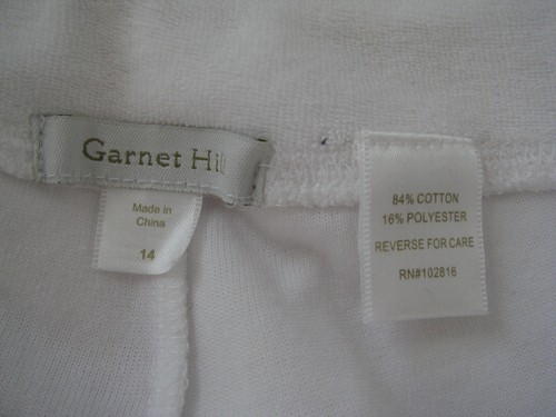 GARNET HILL GIRLS WHITE TERRY CLOTH CAPRI PANTS 14 EUC - Picture 3 of 3