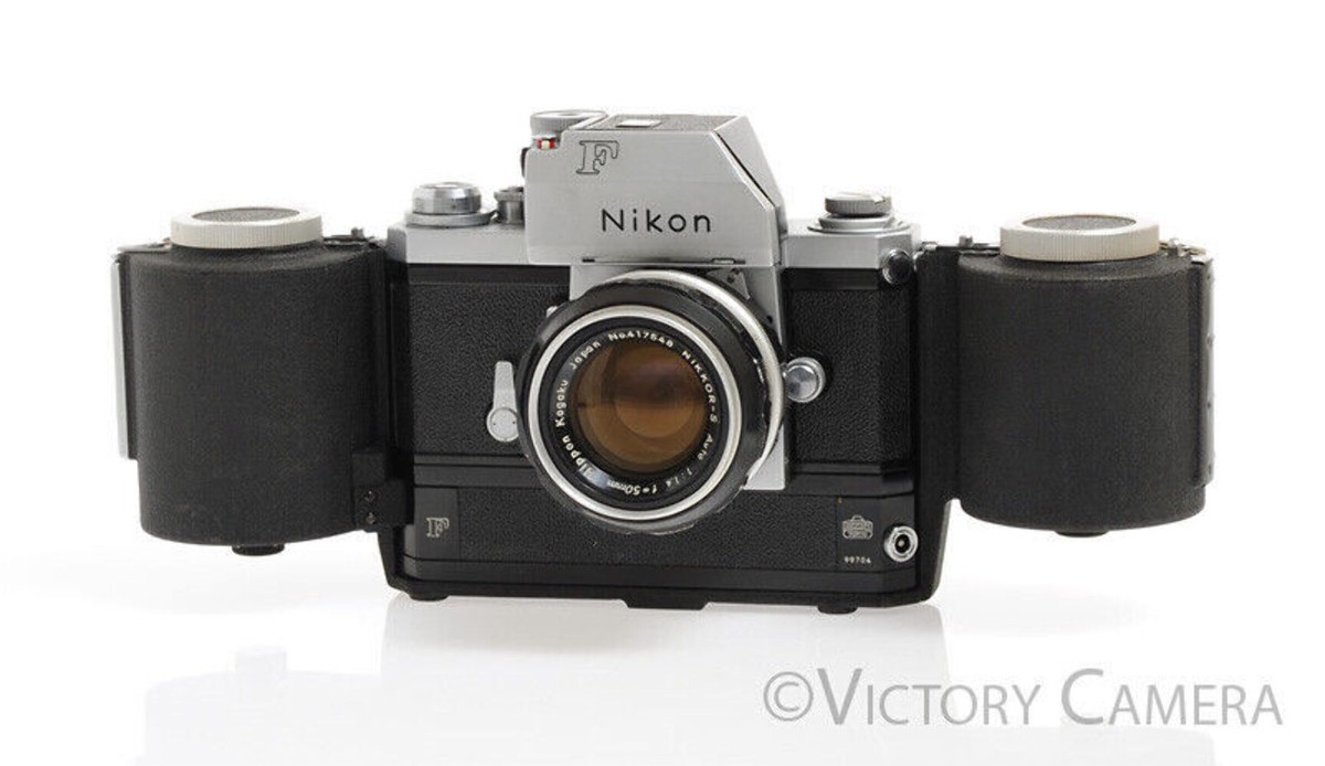 Nikon F Chrome 35mm Camera w/ Rare 250 Exp. MF-1 Mag, 50mm f1.4