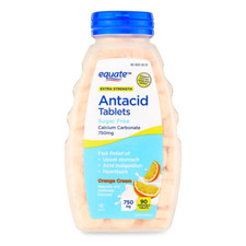 Equate Extra Strength Sugar-Free Antacid Chewable Tablets, Orange Cream,750 Mg,