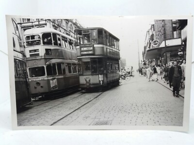 Original Foto Glasgow Tramways Tram no257 Dennistoun Svc1 & 1329 Svc3 Juli 1959