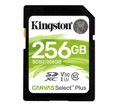 256GB Kingston Canvas Select Plus SDXC CL10 UHS-1 U3 V30 Memory Card