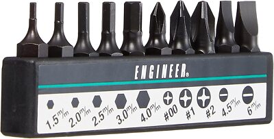 ENGINEER Short Bit Set DR-11 10-pc For Ratchet Stubby Screwdriver Made ...