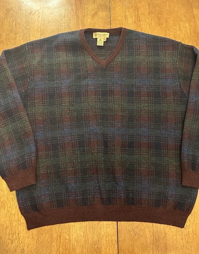 Vintage Tricots St Raphael Pure New Wool Geometric Sweater XL Grandpa - Picture 2 of 7