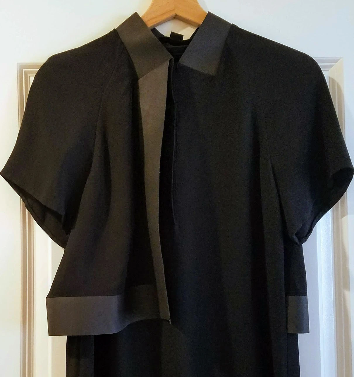 Abito Alexander Wang nero manica corta bordo ecopelle con patta taglia 4