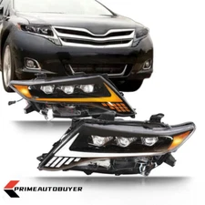 For 2009-2016 Toyota Venza LED Headlights Headlamps Projector W/DRL Black RH+LH