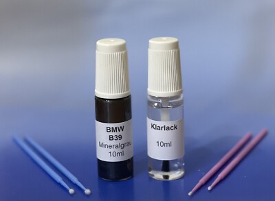 Lackstift-Set BMW B39 Mineralgrau metallic + Klarlack, 2 x 10ml + 4 Lacktupfer