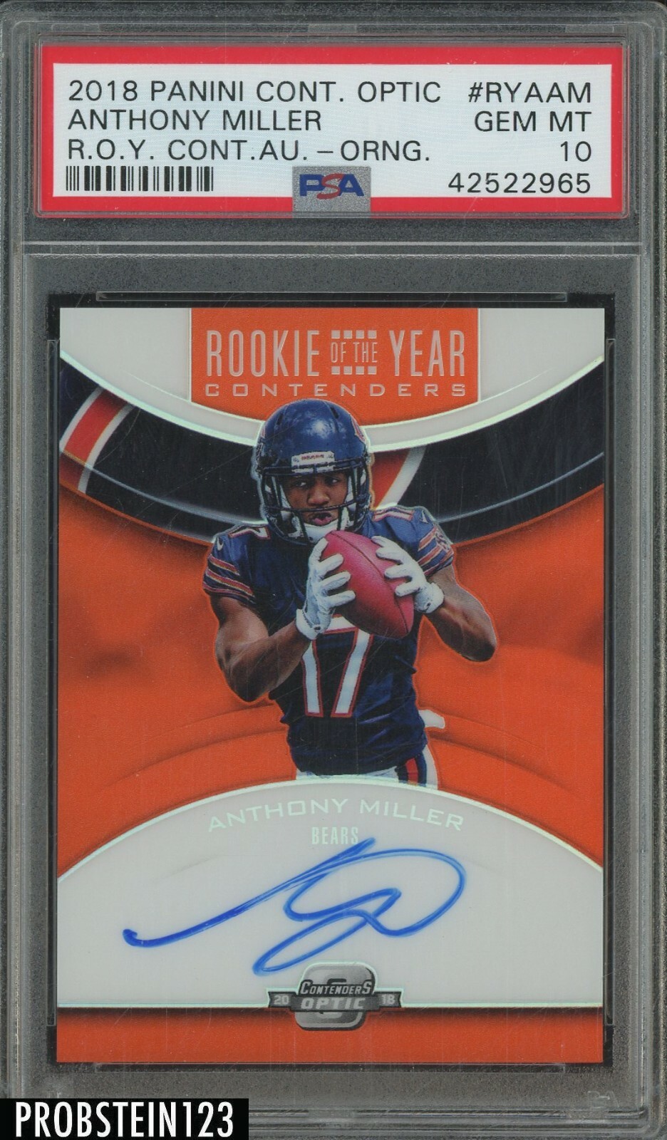 Anthony Miller Panini Contenders Optic Rookie of the Year Contenders Autographs #RYAAM Orange