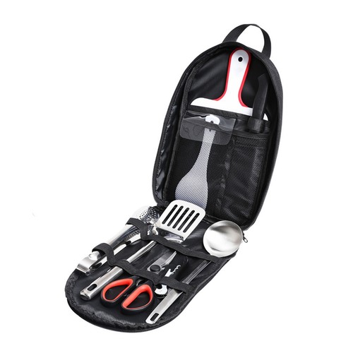 Camping Cookware 9Pcs Set Outdoor Kitchen Utensils Organizer Travel Accessories - Picture 4 of 6