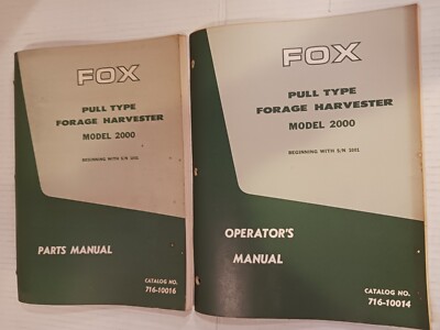 Fox 2000 Pull Type Forage Harvester Operator Manual/parts Book ORIGINAL!